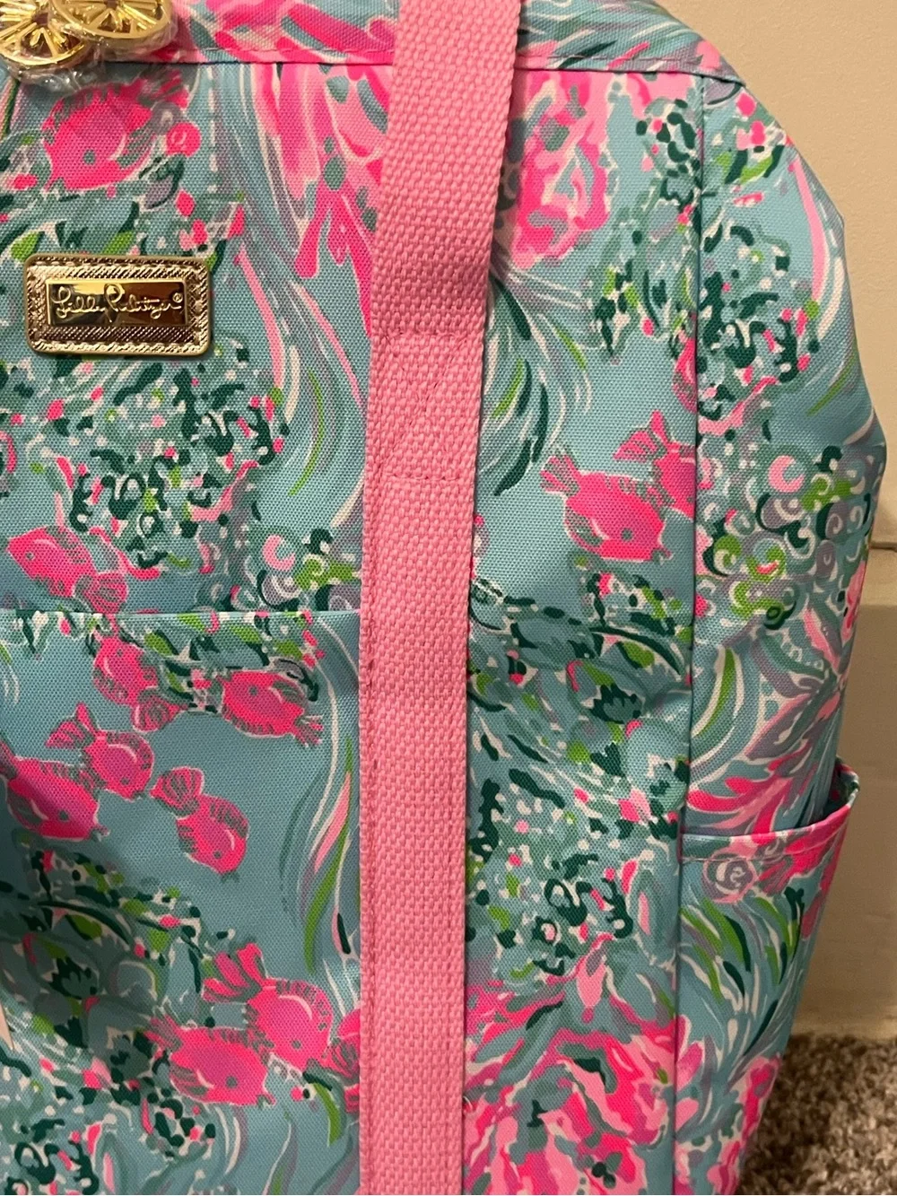 Lilly Pulitzer Aqua & Pink Floral Convertible Backpack Tote